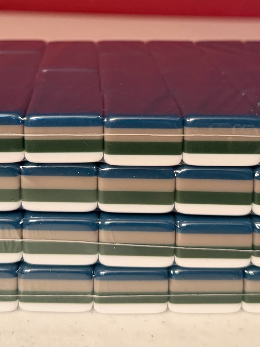 Complete Mahjong Tile Set with cadet Blue backs NIP stacked etched - Picture 4 of 4